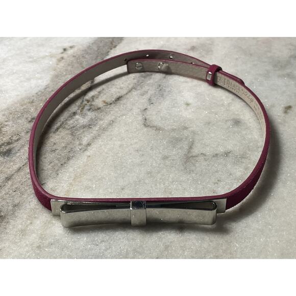 White House Black Market Accessories - White House Black Market Belt Silver Bow Pink Patent Leather Belt Size XS 111459